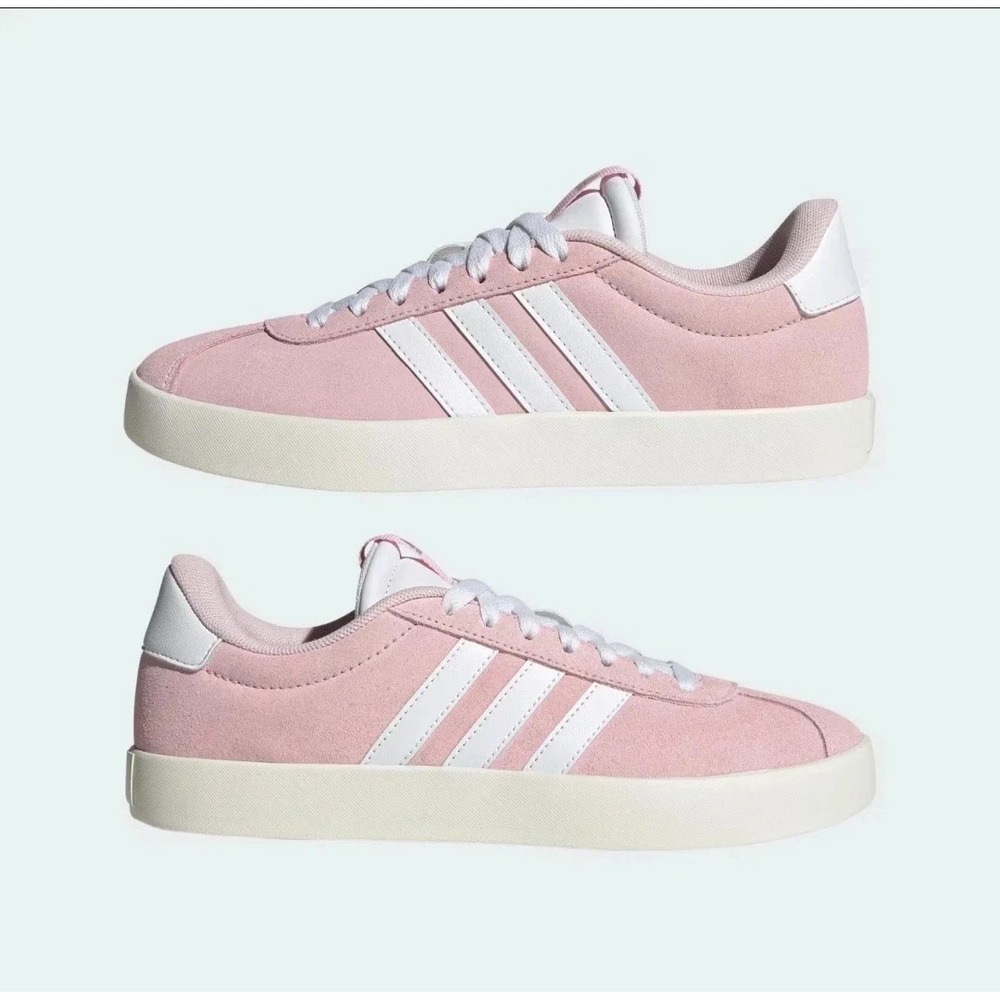Adidas Women's VL Court 3.0 Suede Tennis Shoe Sneaker White New JP5325 Size 8
